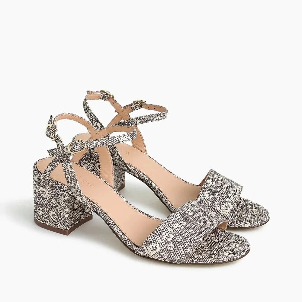 J. Crew Women's Strappy Leather‎ Block-Heel Sandals